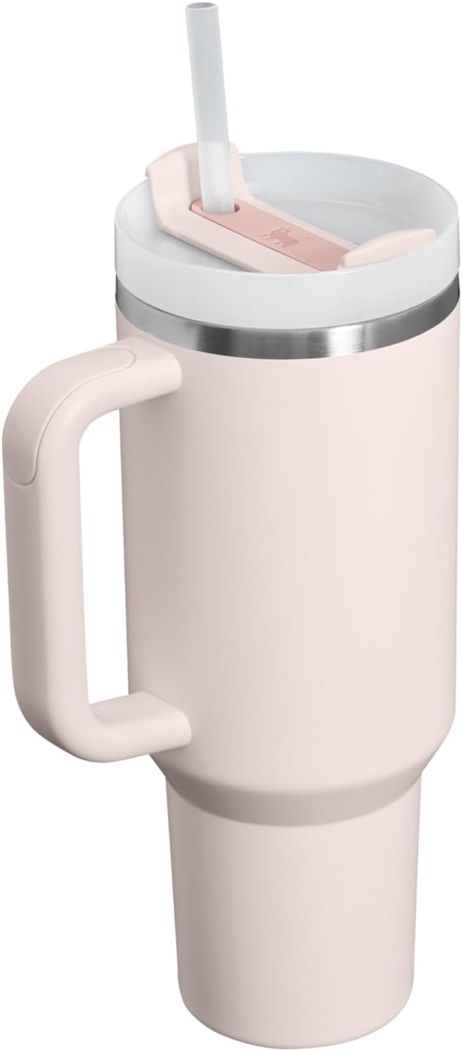 STANLEY Quencher H2.0 Tumbler - 40 oz Insulated Stainless Steel Cup with Handle & Straw - Rose Quartz