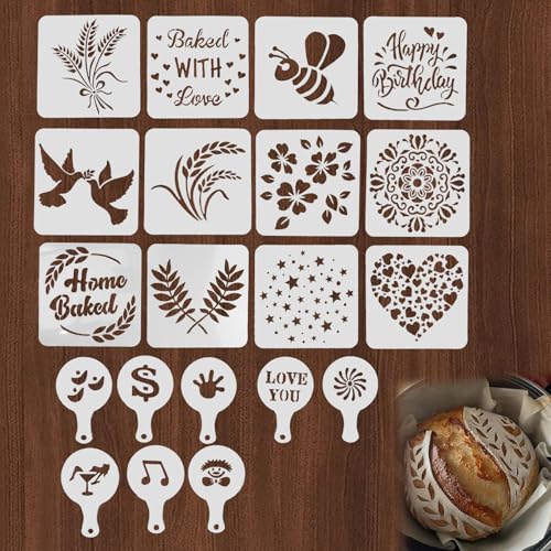 20-Piece Reusable Baking Stencil Set for Cake & Bread Decorating