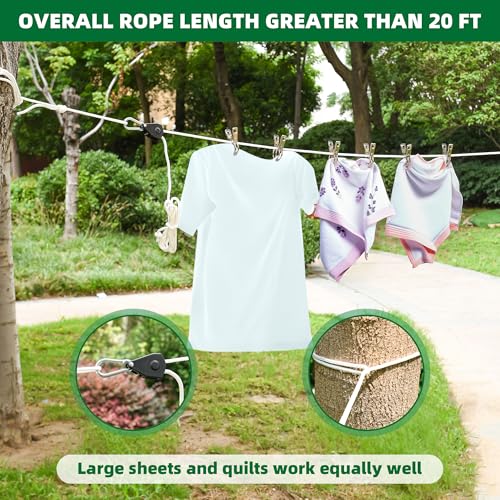Hetjosee Retractable Travel Clothesline 16.5FT for Camping & Indoor Use