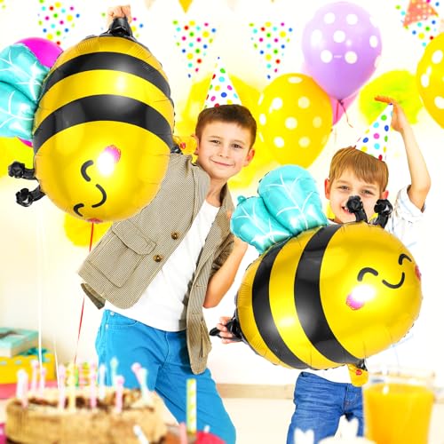 Bee Foil Balloons - 10 Pack Large Mylar Bee Decorations for Parties