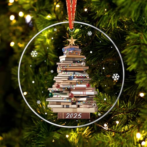 JUESMOS Acrylic Book Christmas Ornament for Tree Holiday Decor