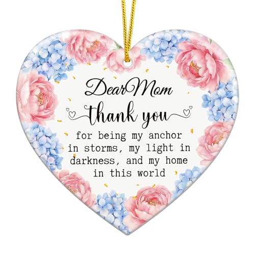 Thank You Heart-Shaped Ceramic Ornament for Mom - Heartfelt Mother's Day Gift - Variation 1-1