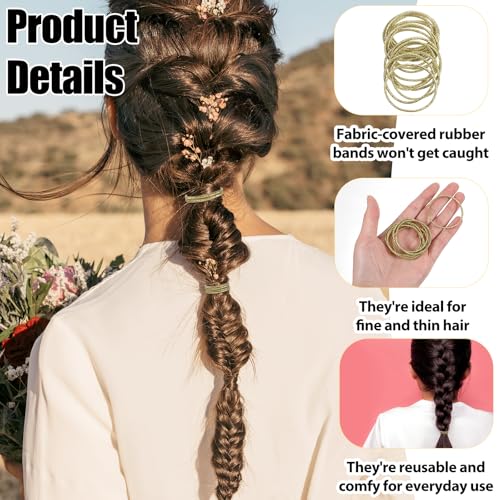 Macuezu 50 PCS Gold Hair Ties - No Damage Elastic Shiny Ponytail Holders