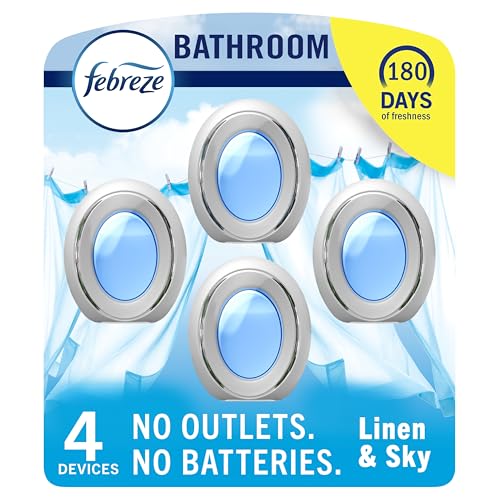 Febreze Small Spaces Odor-Fighting Air Freshener, Linen & Sky, 4 Count