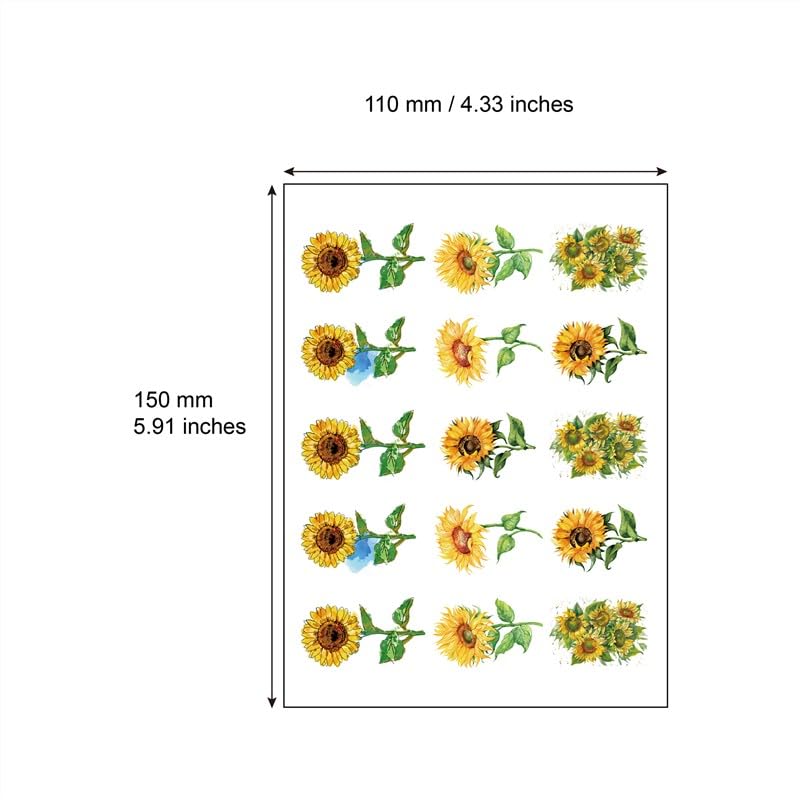 Green Fern Temporary Tattoo Waterproof Plant Leaf Sunflowers Set of 4