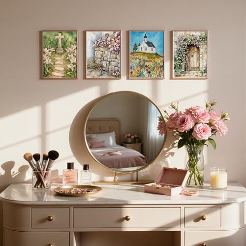 Religious Christian Wildflower Wall Art Prints Set of 4, 8x10