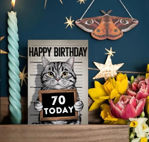 Funny 70th Birthday Cat Card - Unique Greeting Card for Cat Lovers
