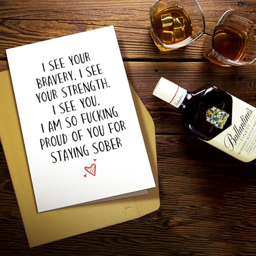 Funny Sober Anniversary Greeting Card - Sobriety Milestone Gift for Him and Her