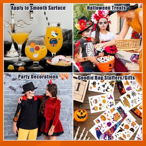 Partywind Kids Temporary Tattoo Sleeves - 36 Sheets Halloween Fake Tattoos