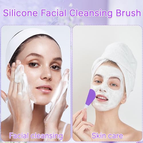 Silicone Facial Cleansing Brush and Face Mask Applicator - 2 Pcs Purple