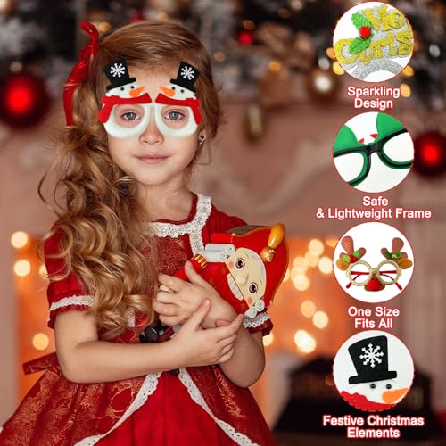 24 Pcs Christmas Glitter Party Glasses - Kids & Adults Holiday Favors & Photo Props