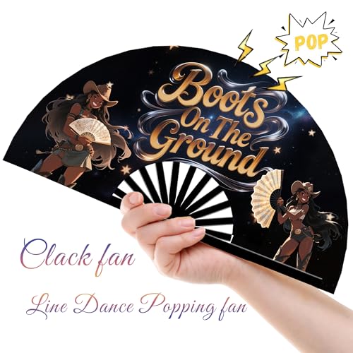 Large Bamboo Clack Fan for Dance - 13-Inch Folding Hand Fan (Style5)