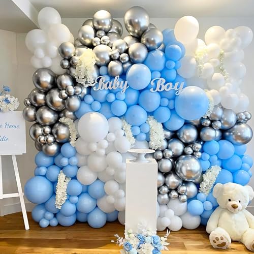 Light Blue 12 Inch Balloons Pastel Blue Latex 110pcs Party Decorations