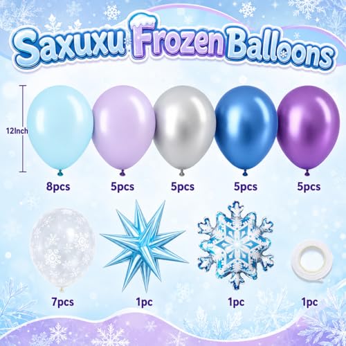 Frozen Balloons Pack - 12 Inch Blue & Purple Winter Party Decor
