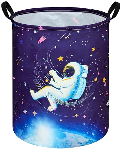 Spaceman Kids Laundry Basket - Collapsible Storage Hamper with Handles