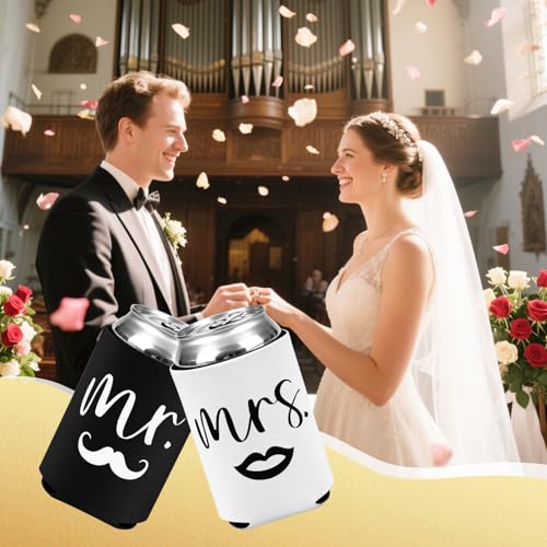 Mr & Mrs Can Coolers Set of 2 - Insulated Neoprene Drink Sleeves