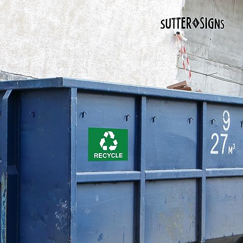 Green Recycle Stickers - 7" x 10" Weatherproof Vinyl (Pack of 4)