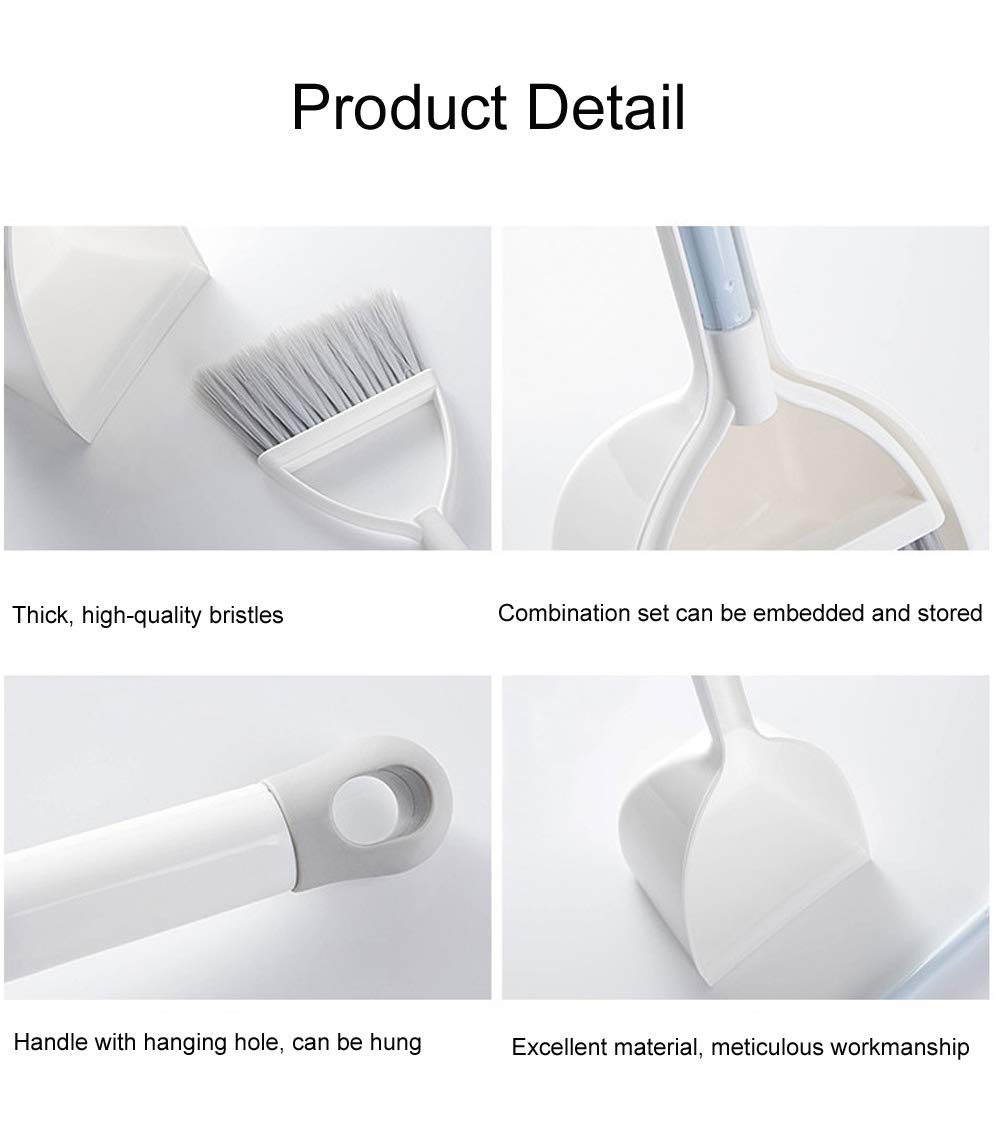 Qidiwin Mini Broom and Dustpan, Home Kitchen Sweeping for Kids(White+Gray)