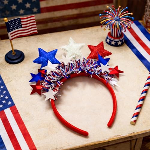 Patriotic Star Headband Red White and Blue 4th of July Hair Accessory