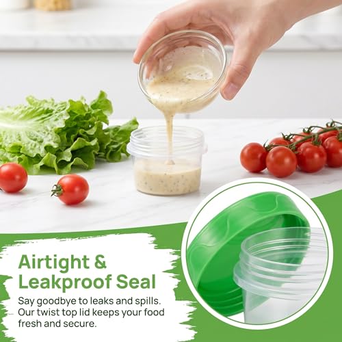 EONJOE 2oz Reusable Plastic Salad Dressing Containers with Airtight Lids - 6 Pack
