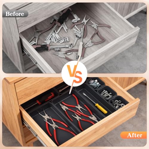 Kutesna 8PCS Plastic Drawer Organizer Set - 3 Sizes for Easy Storage