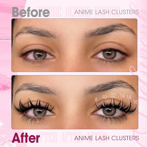 Delyneph Manga Lash Clusters Anime Wispy Eyelash Extensions with Spikes