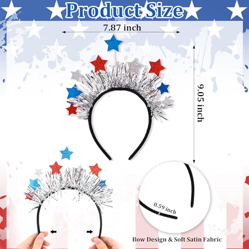 CIEHER 4th of July Patriotic Star Headband Red White and Blue