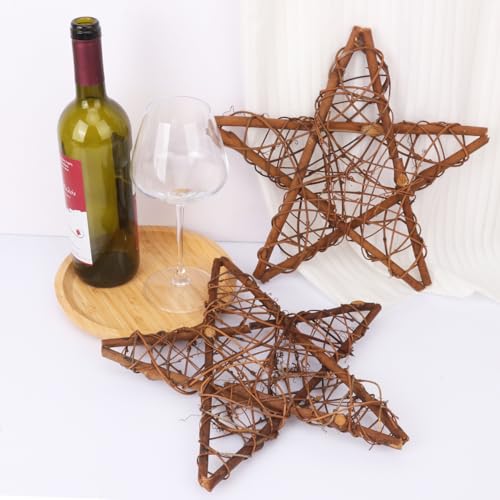 6 Pcs 12 Inch Star Shaped Natural Grapevine Wreath Set for DIY Crafts, Christmas & Home Decor