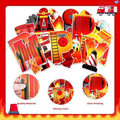 Firetruck Birthday Party Decorations Set with Banner and Hanging Swirls