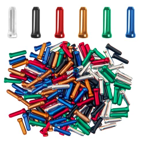 100PCS Bike Cable End Caps, 6 Color Bicycle Cable End Caps for Road Mountain, Bike Cable Tips (Red Yellow Blue Black Green Sliver)