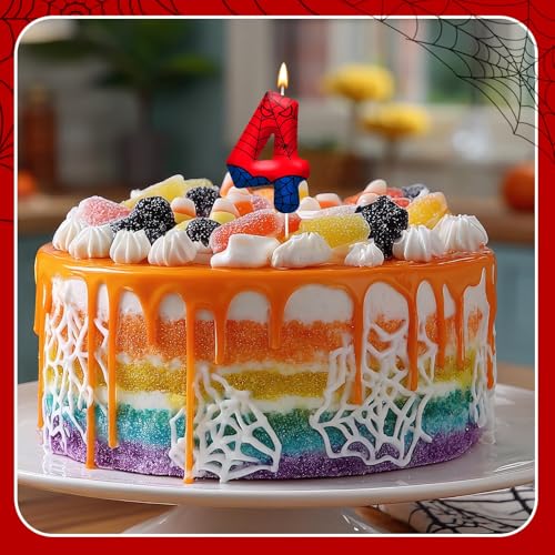 Number 4 Spider Birthday Candle - Themed Cake Topper for Kids Party