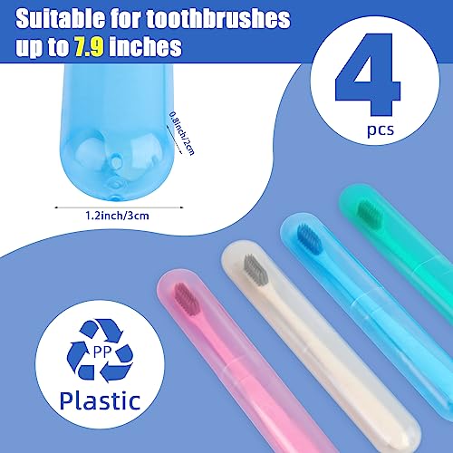 Hooqict 4 Pack Travel Toothbrush Case - Portable Plastic Holder