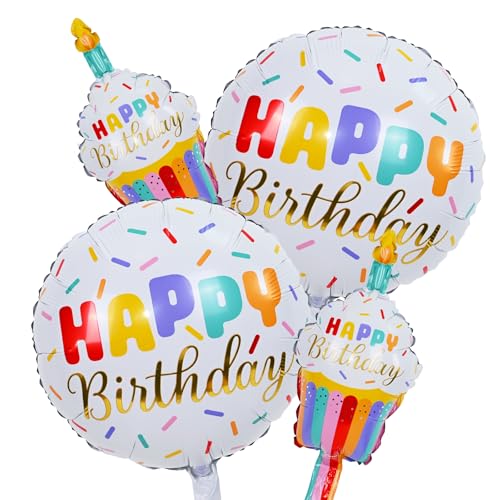 Colorful Birthday Cake Foil Balloon Set - Cupcake Party Decorations