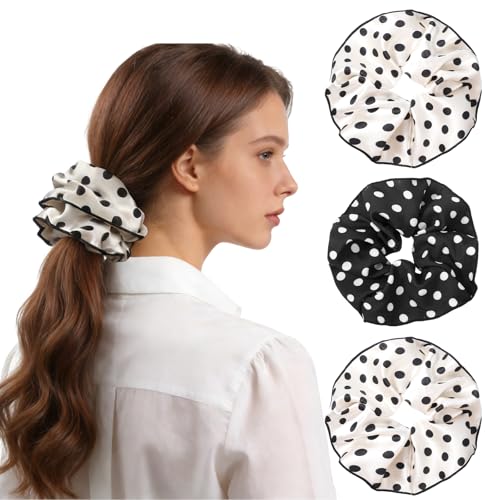 Sibba Large Satin Hair Scrunchies 3-Pack - 7 Inch Oversized Jumbo Ties