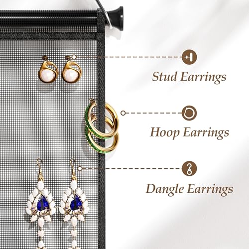 Josmimic Wall Mounted Earring Organizer - Holds 400 Earrings, Black