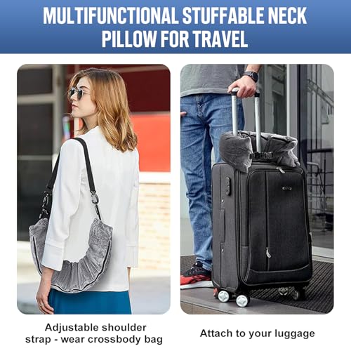 Stuffable Travel Pillow & Storage Bag - Soft Velvet Neck Pillow