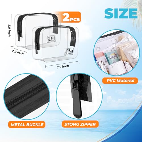 EASYFUN Clear TSA Approved Travel Toiletry Bag 2-Pack Quart Size