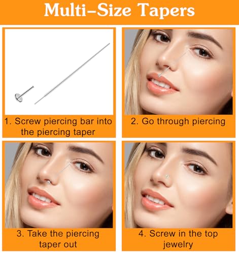 Thrymme Piercing Changing Tool Set - Stainless Steel Anti-Slip Jewelry Taper Kit with Guide Pins