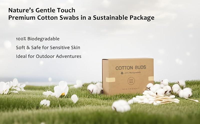 Eco-Friendly Bamboo Cotton Swabs 200pcs Biodegradable Double-Tipped Buds