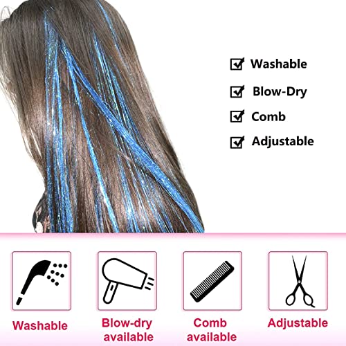 Tracy Sapphire Blue Hair Tinsel 47 Inch 800 Strands with Tools
