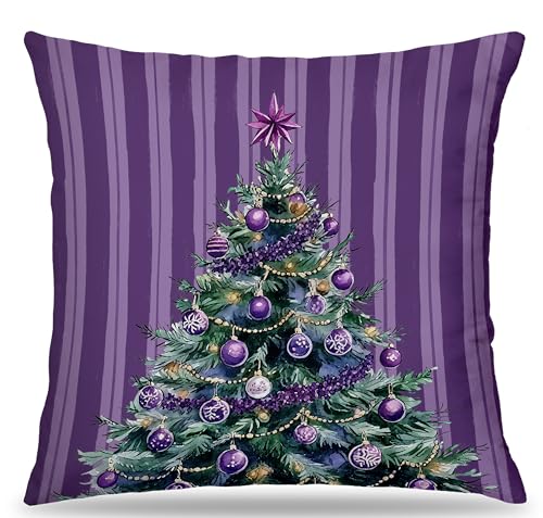 Awdschkj Purple Christmas Pillow Cover 18x18 Holiday Home Decor