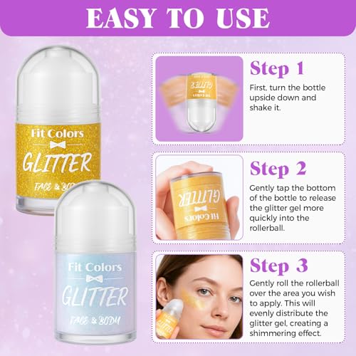 Eveellyn Holographic Body Glitter Gel Gold Roll-On Shimmer Sequins