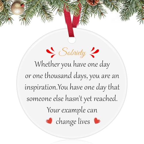 Ceramic Sobriety Ornament - Recovery Gift for Men & Women