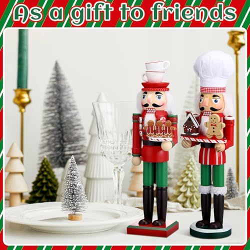 Wooden Nutcracker Ornaments Set - Christmas Holiday Decor, 15 Inch