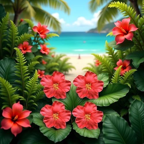 Red Hawaiian Flower Hair Clip Set 8cm Bohemian Hair Accessories