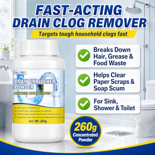 Lubynia Fast-Acting Drain Clog Remover - 9.17 oz for Kitchen & Bathroom
