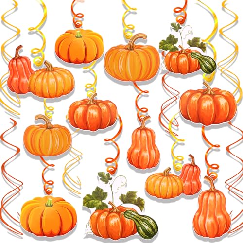 Thanksgiving Pumpkin Hanging Swirls - 18pcs Fall Decorations