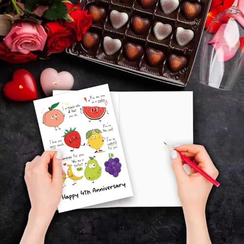 Cute 4th Anniversary Card for Him Her - Funny Fruit Pun Design