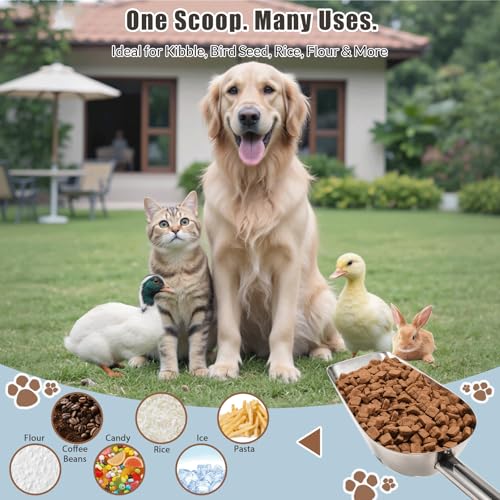 Stainless Steel Pet Food Scoop 3/4 Cup Measuring Cup for Dogs & Cats