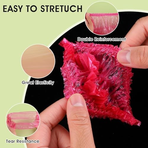 Pink Disposable Shower Caps 100 Pack Large Elastic Plastic Hair Caps